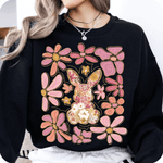 Boho Osterhase mit Blumen – PNG Bügelbild für DIY-Projekte & Frühling - Sewando