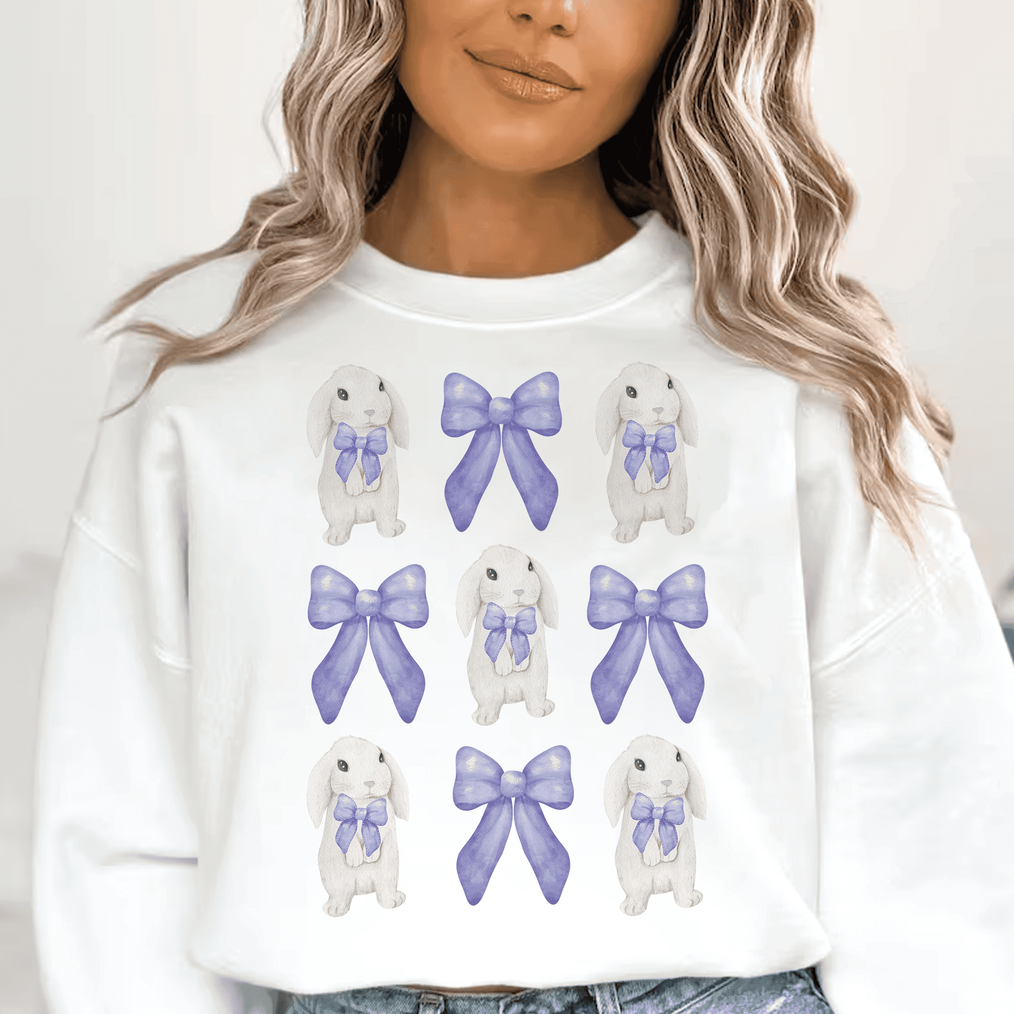 Bügelbild Osterhasen & lila Schleifen – Frühlingsdesign - Sewando