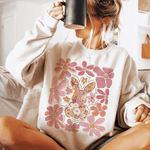Boho Osterhase mit Blumen – PNG Bügelbild für DIY-Projekte & Frühling - Sewando