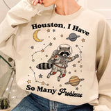 Houston, I Have So Many Problems – Weltraum-Waschbär Bügelbild (1 PNG) 🚀🦝🌌 - Sewando