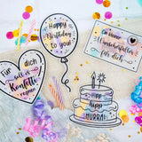 Schüttelkarte Geburtstag Set 7x – Geldgeschenk – Verpackung für Geld & Gutschein