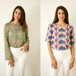 Rundhals Bluse Shirt mit verschiedenen Ärmeln CARLA, Gr. 32-50, PDF Schnittmuster - Sewando