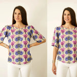 Rundhals Bluse Shirt mit verschiedenen Ärmeln CARLA, Gr. 32-50, PDF Schnittmuster - Sewando