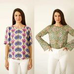 Rundhals Bluse Shirt mit verschiedenen Ärmeln CARLA, Gr. 32-50, PDF Schnittmuster - Sewando