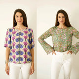 Rundhals Bluse Shirt mit verschiedenen Ärmeln CARLA, Gr. 32-50, PDF Schnittmuster - Sewando
