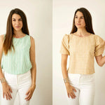Rundhals Bluse Shirt mit verschiedenen Ärmeln CARLA, Gr. 32-50, PDF Schnittmuster - Sewando