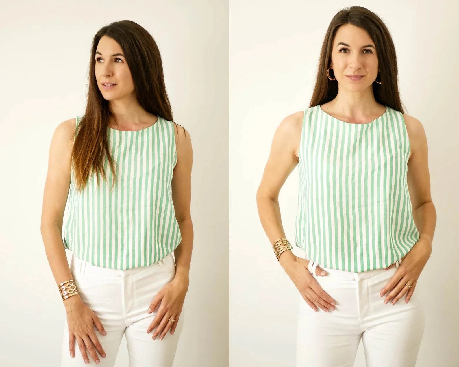 Rundhals Bluse Shirt mit verschiedenen Ärmeln CARLA, Gr. 32-50, PDF Schnittmuster - Sewando
