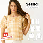 Rundhals Bluse Shirt mit verschiedenen Ärmeln CARLA, Gr. 32-50, PDF Schnittmuster - Sewando