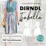 Dirndl ISABELLA hochgeschlossen mit Stehkragen, 2 Ausschnittvarianten, C-Cup, Gr. 32-50, PDF Schnittmuster