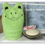 Frosch-Waschlappen Stickdatei ITH 16x26 Teich Baby Geschenk Garten - Sewando