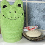 Frosch-Waschlappen Stickdatei ITH 13x18 Frosch Teich Garten Kinderwaschlappen Waschhandschuh - Sewando