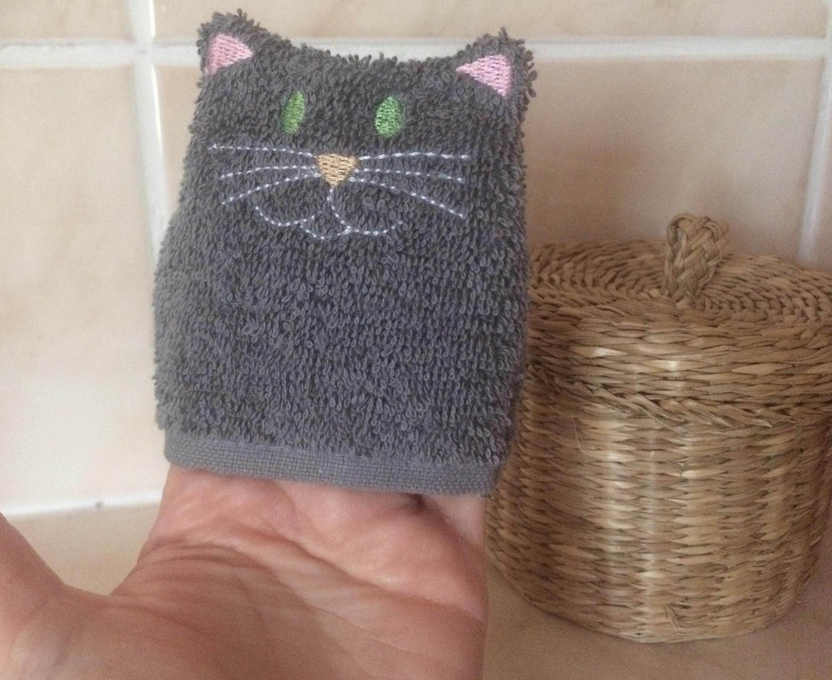 Katzen-Waschlappen Stickdatei ITH 10x10 Waschhandschuh Tiere - Sewando