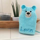 Bärli-Waschlappen Stickdatei ITH 16x26 Bär Teddy Waschhandschuh Geburt Geburtstag - Sewando