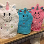 Einhorn-Waschlappen Stickdatei ITH 16x26 Waschhandschuh Geschenk Babyparty Anleitung in deutscher Sprache - Sewando