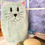 Katzen-Waschlappen Stickdatei ITH 13x18 Waschhandschuh Katze Geburt Geschenk Baby - Sewando