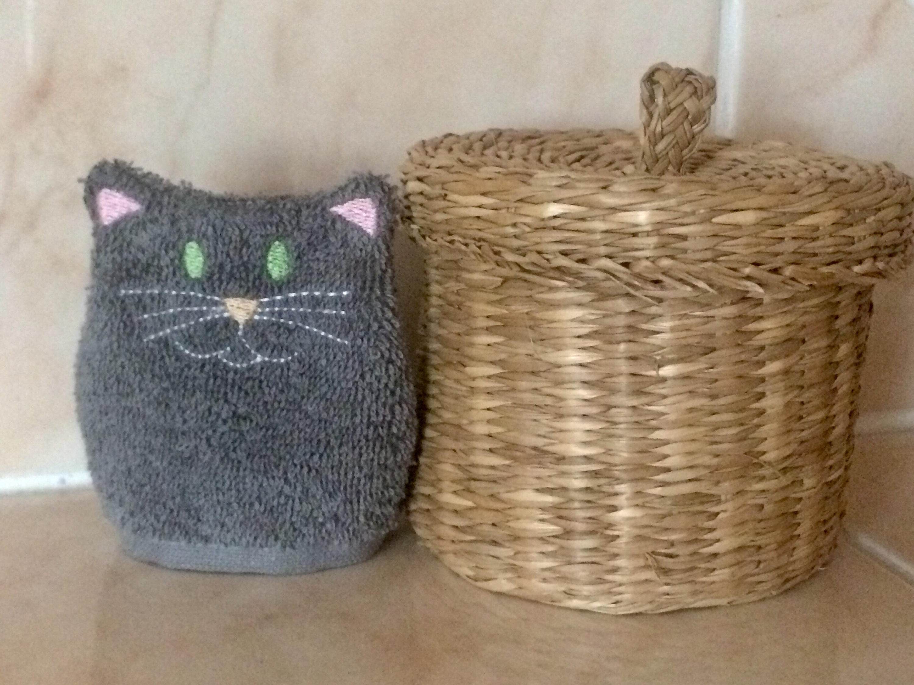 Katzen-Waschlappen Stickdatei ITH 10x10 Waschhandschuh Tiere - Sewando