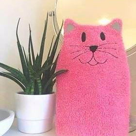 Katzen-Waschlappen Stickdatei ITH 16x26 Waschhandschuh Geschenk Geburt - Sewando