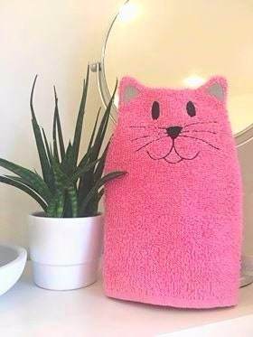 Katzen-Waschlappen Stickdatei ITH 16x26 Waschhandschuh Geschenk Geburt - Sewando