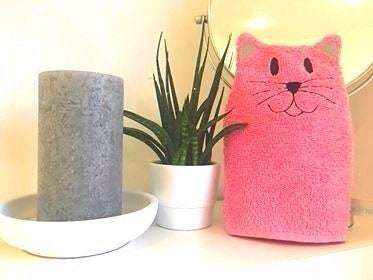 Katzen-Waschlappen Stickdatei ITH 16x26 Waschhandschuh Geschenk Geburt - Sewando