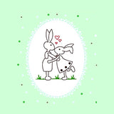 Stickdatei Osterhasen Redwork Rahmen 10 cm x 10 cm, Hase, sticken, Frühling - Sewando
