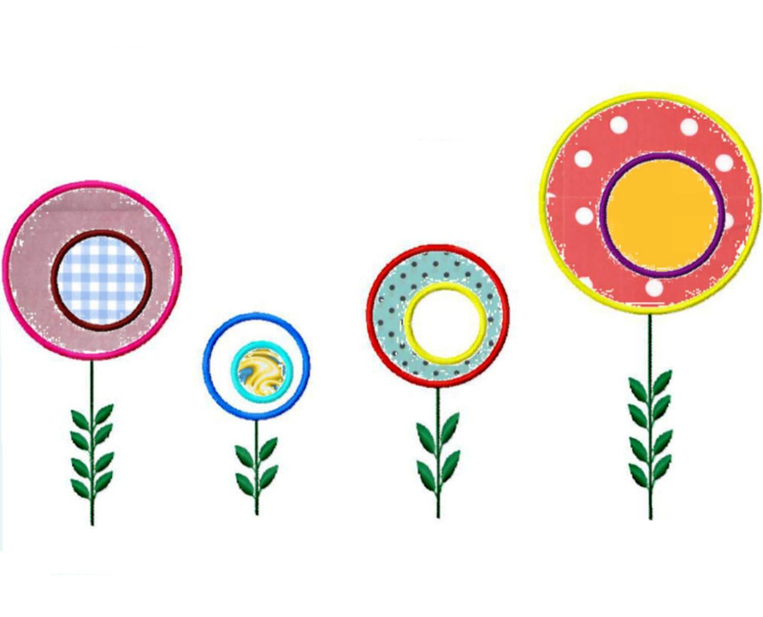 Stickdatei Blumen-Applikation in vier Größen, sticken, Applikation, Blume, Kreis - Sewando
