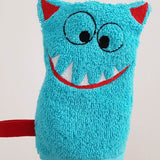 Stickdatei Waschlappen 4er Set 13 cm x 18 cm, Maus, Bär, Eule, Monster - Sewando