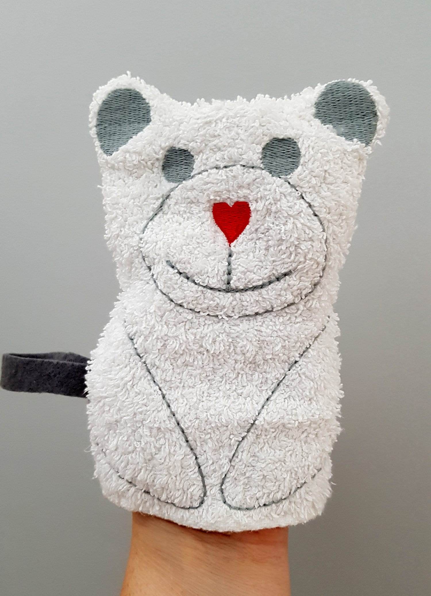 Stickdatei Waschlappen 4er Set 13 cm x 18 cm, Maus, Bär, Eule, Monster - Sewando