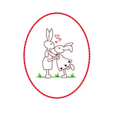 Stickdatei "Osterhasen Redwork“ Rahmen 13 cm x 18 cm, Hase, Frühling