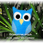 Eule Kuscheltier - Schnittmuster für 2 Größen, Ebook PDF - Sewando