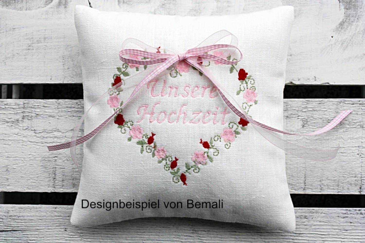Stickdatei Rosenherz für den Rahmen 10 cm x 10 cm, Stickmuster, Rose, Herz - Sewando