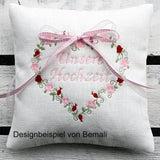 Stickdatei Rosenherz für den Rahmen 10 cm x 10 cm, Stickmuster, Rose, Herz - Sewando