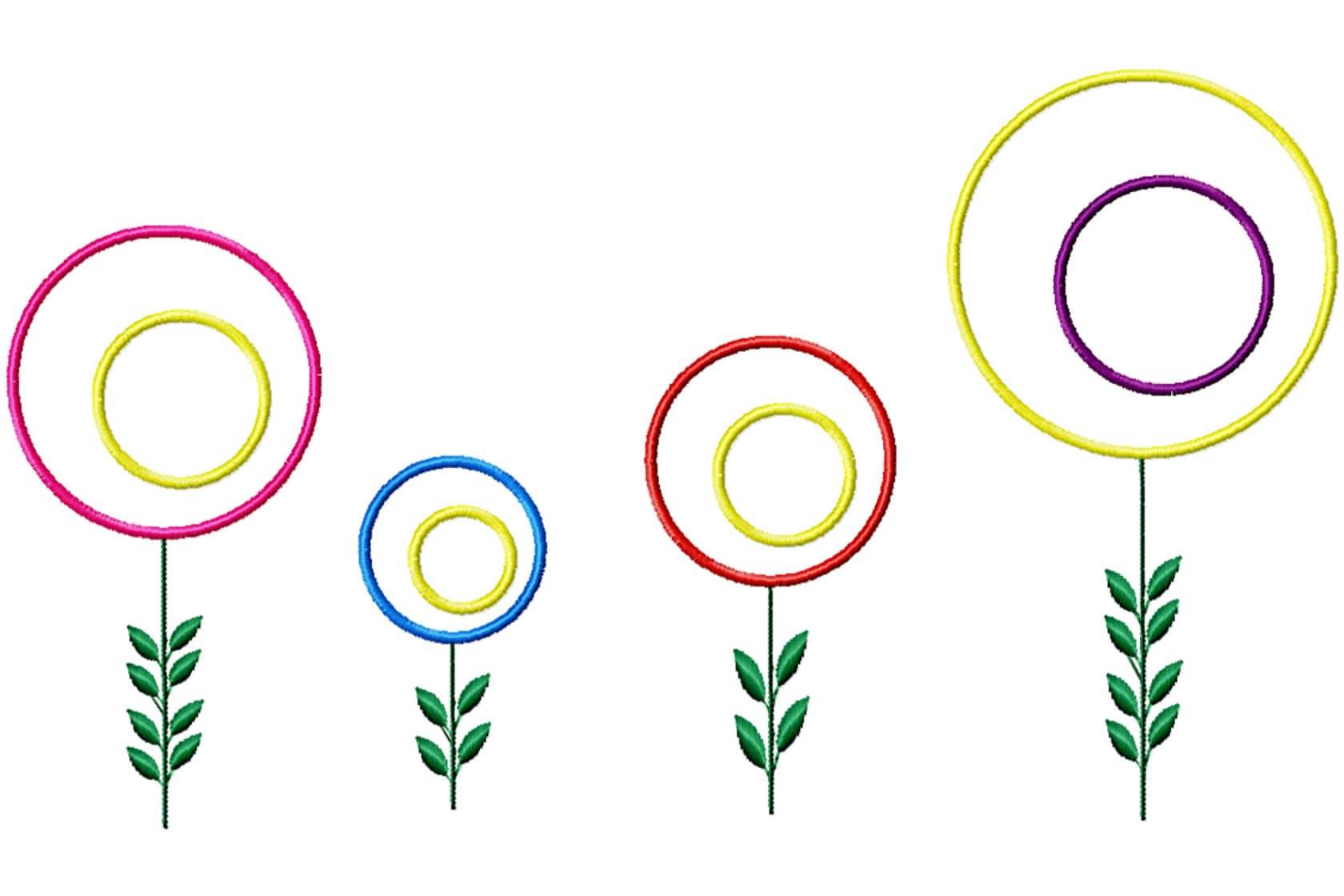Stickdatei Blumen-Applikation in vier Größen, sticken, Applikation, Blume, Kreis - Sewando
