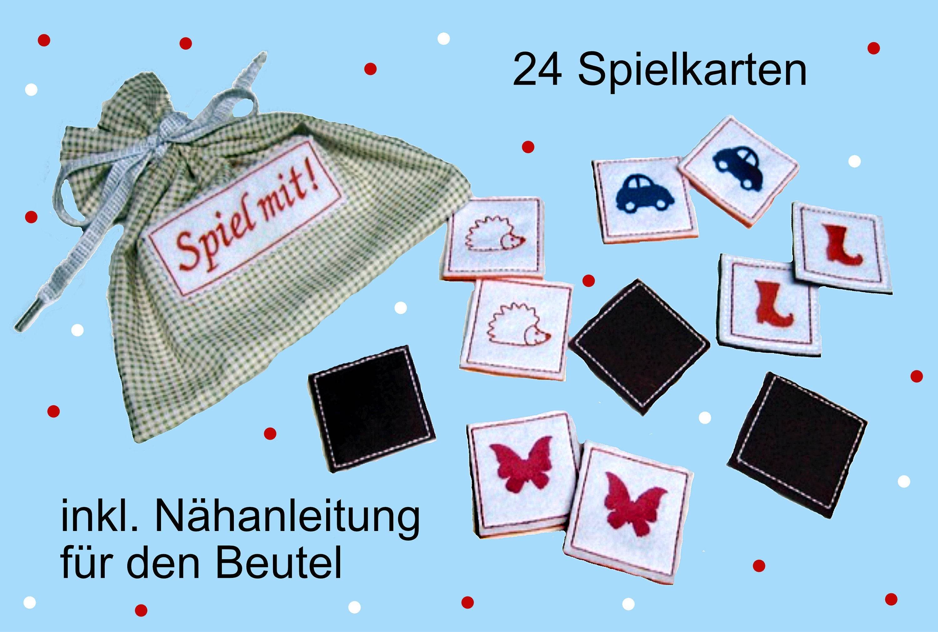 Stickdatei Spiel mit! für den Rahmen 13 cm x 18 cm, inkl. Nähanleitung Beutelchen - Sewando