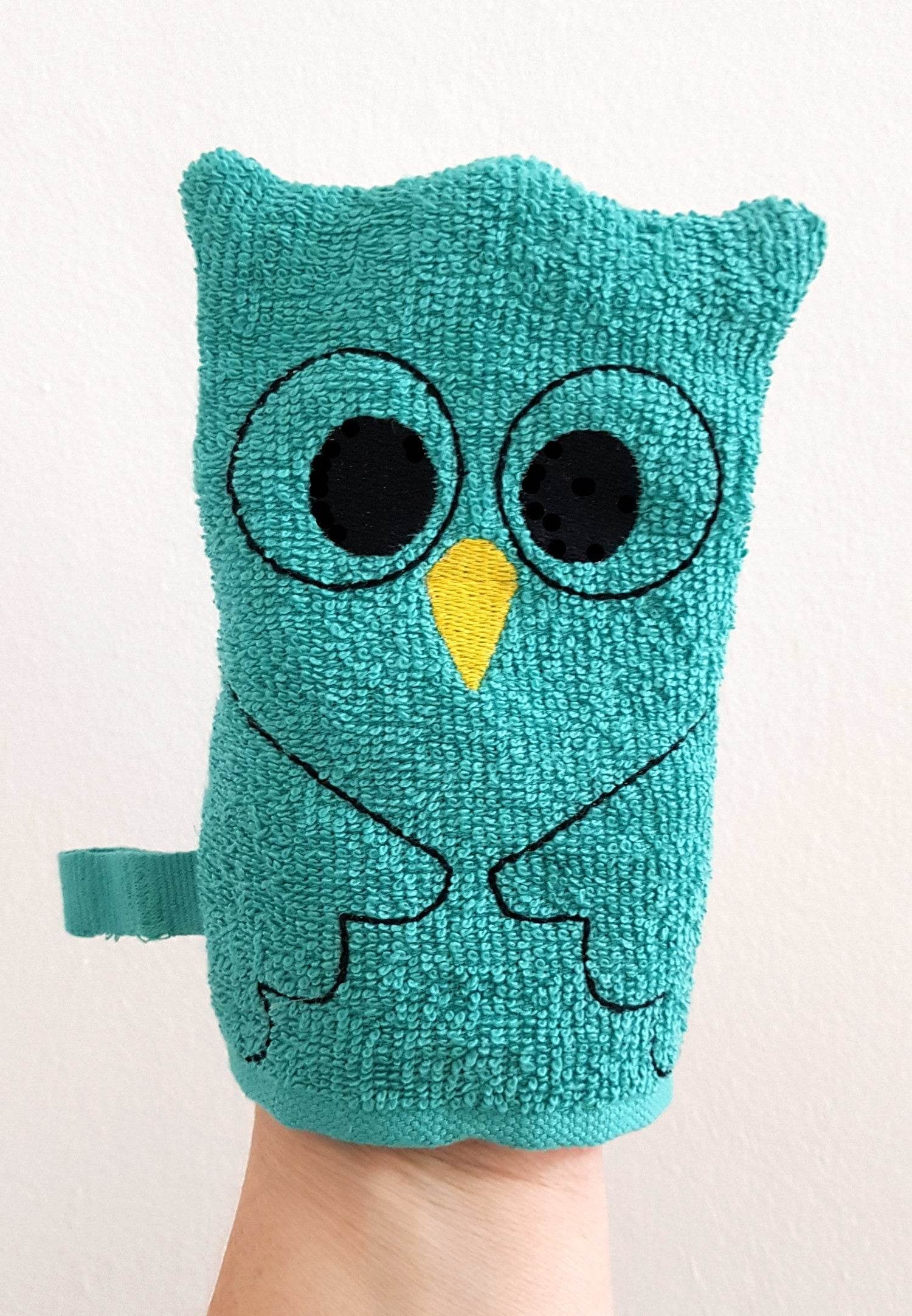 Stickdatei Waschlappen 4er Set 13 cm x 18 cm, Maus, Bär, Eule, Monster - Sewando