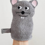Stickdatei Waschlappen 4er Set 13 cm x 18 cm, Maus, Bär, Eule, Monster - Sewando