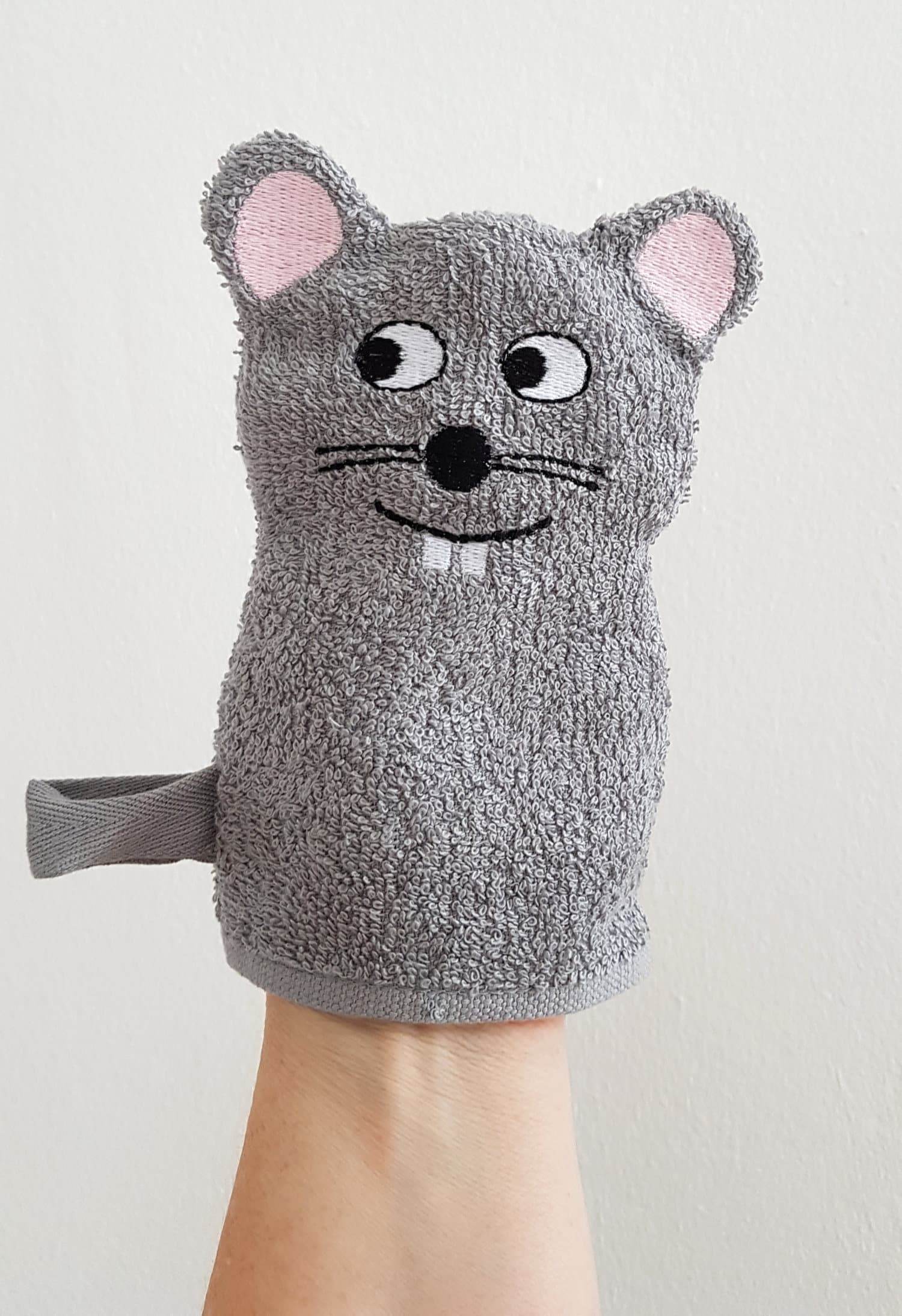 Stickdatei Waschlappen 4er Set 13 cm x 18 cm, Maus, Bär, Eule, Monster - Sewando