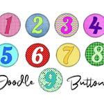 Stickdatei Zahlen Doodle Button - Rahmen ab 10 cm x 10 cm, - Sewando