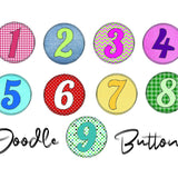 Stickdatei Zahlen Doodle Button - Rahmen ab 10 cm x 10 cm, - Sewando
