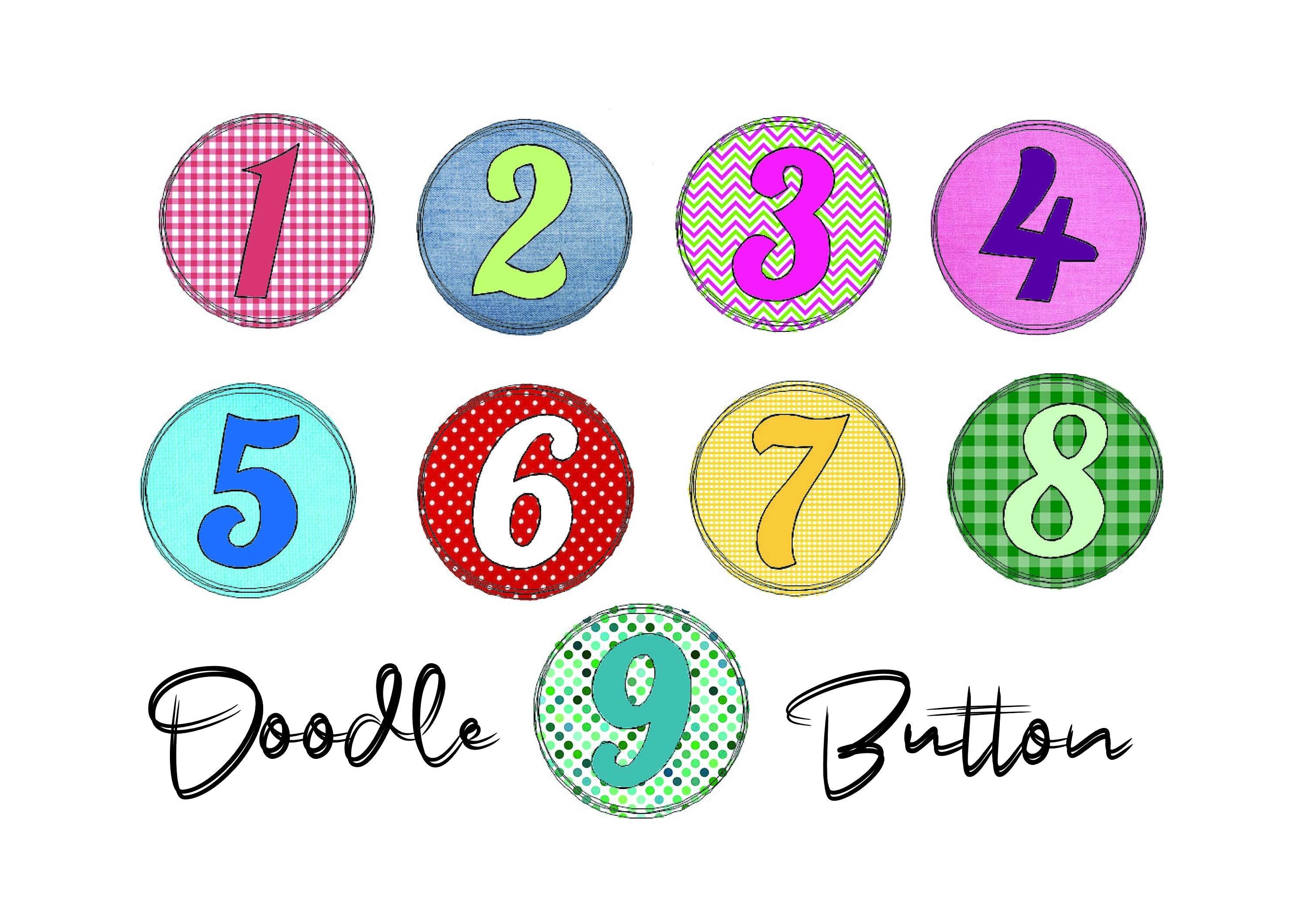 Stickdatei Zahlen Doodle Button - Rahmen ab 10 cm x 10 cm, - Sewando