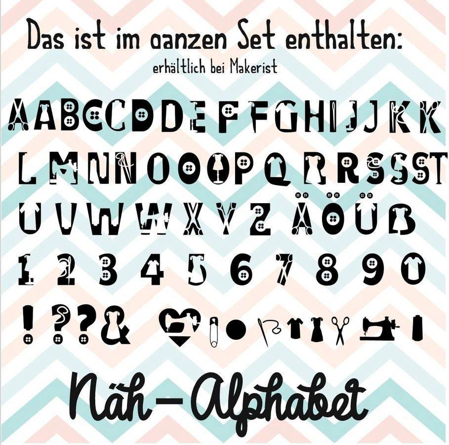 Das Näh-ALPHABET inklusive echter Schriftart und Plotter und Laser-Datei als SVG und DXF - Sewando