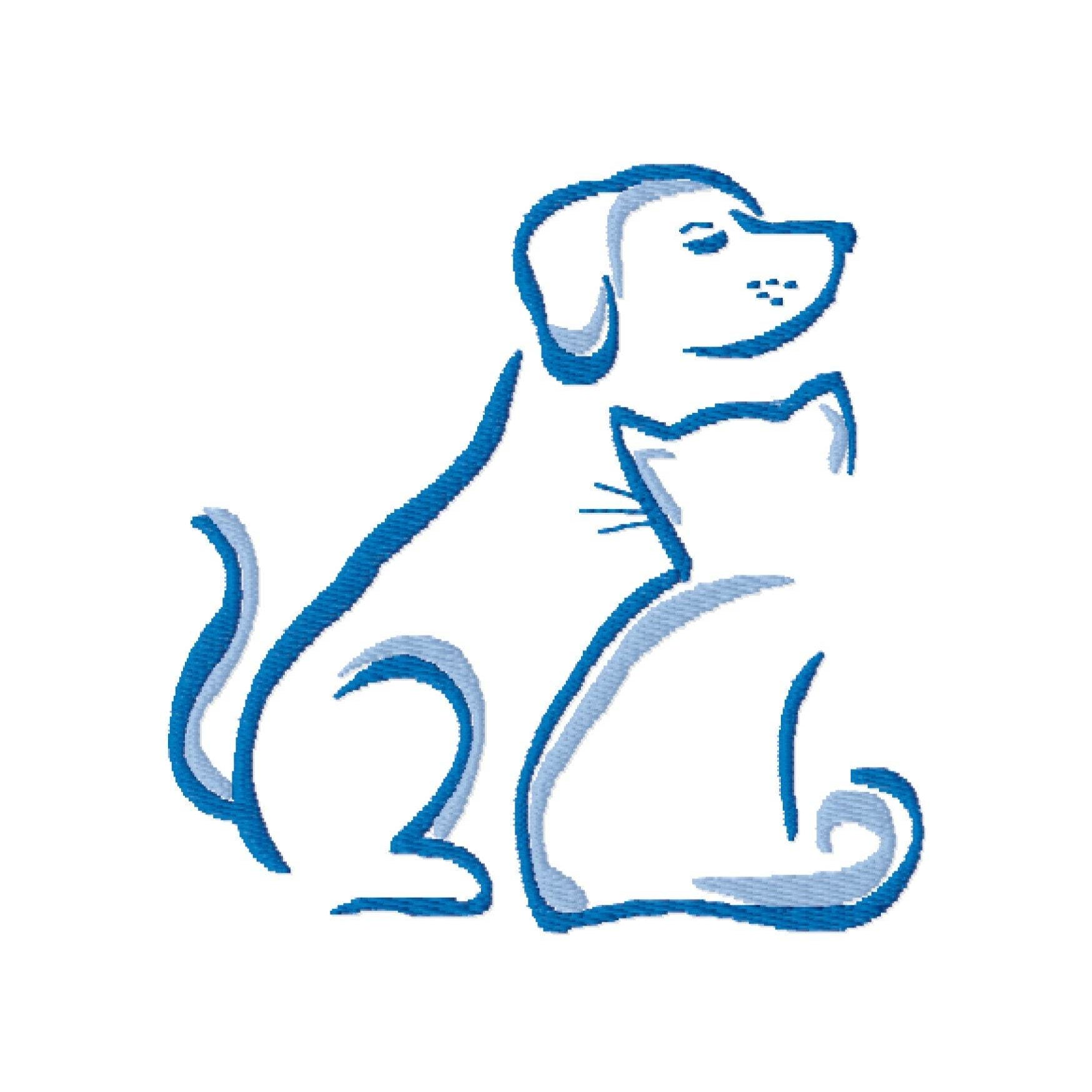 Stickdatei Hund und Katze, Stickmuster, Tier, sticken, Silhouette - Sewando