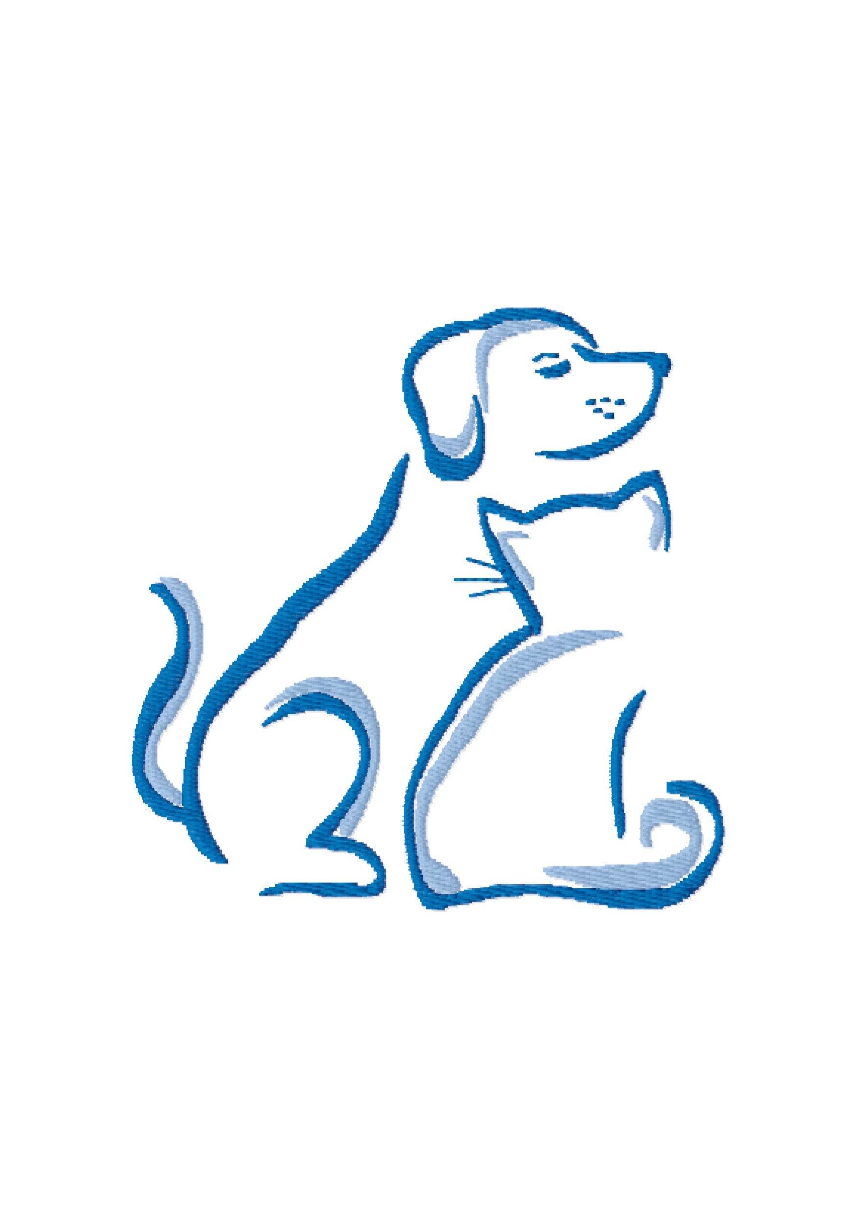 Stickdatei Hund und Katze, Stickmuster, Tier, sticken, Silhouette - Sewando