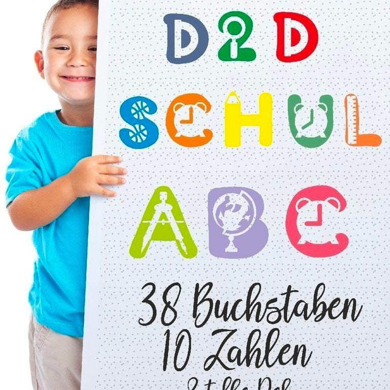 Das SCHUL-Alphabet zum selber gestalten 38 Buchstaben, Zahlen und Deko als Plotter und Laser-Datei als SVG und DXF und png zum drucken - Sewando