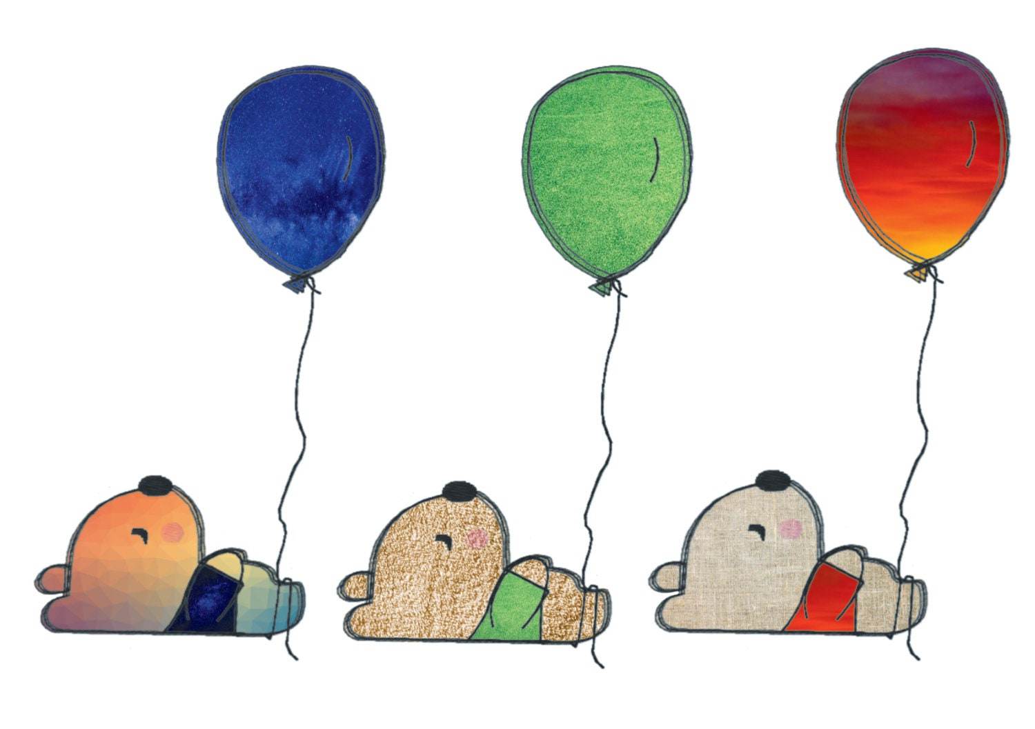 Stickdatei Bär Ballon, Doodle, Applikation, Teddy, Bär, Luftballon, Aufnäher, Kind, Baby - Sewando