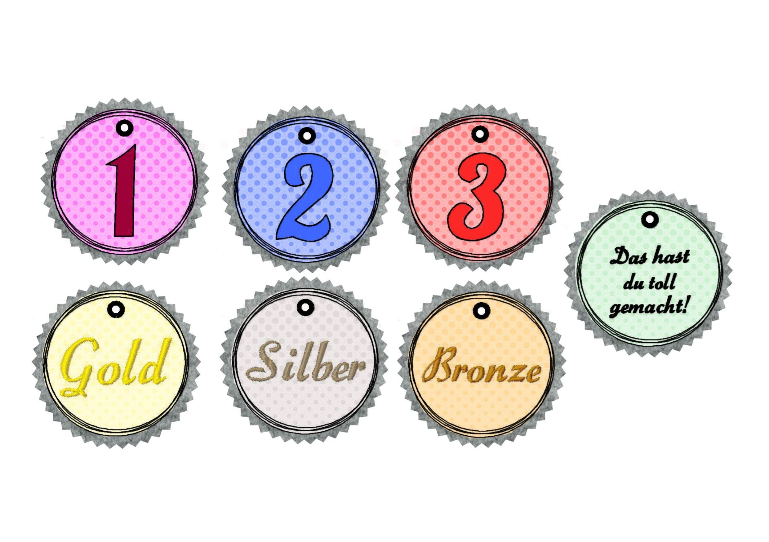Stickdatei Medaillen - Rahmen ab 10 cm x 10 cm, Siegerehrung, Applikation, Party - Sewando