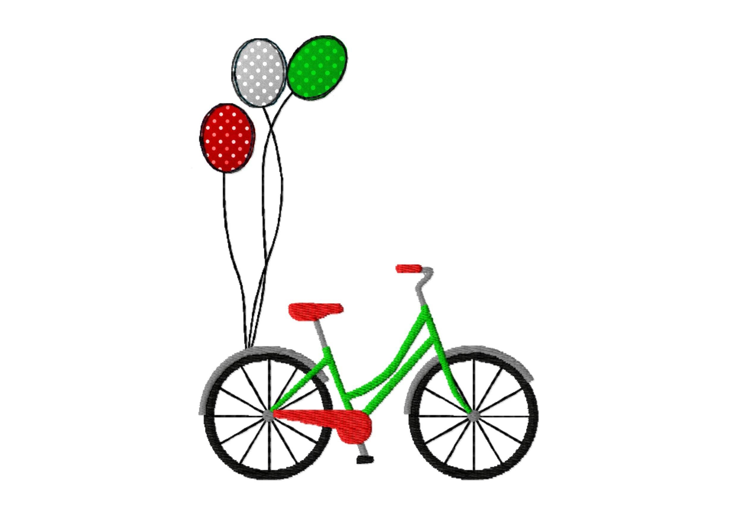 Stickdatei Fahrrad mit Ballon und solo, Doodle - Sewando