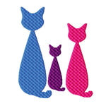 Stickdatei Katzen in vier Varianten, 10 cm x 10 cm, Redwork, Vollstick, Applikation - Sewando