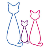 Stickdatei Katzen in vier Varianten, 10 cm x 10 cm, Redwork, Vollstick, Applikation - Sewando