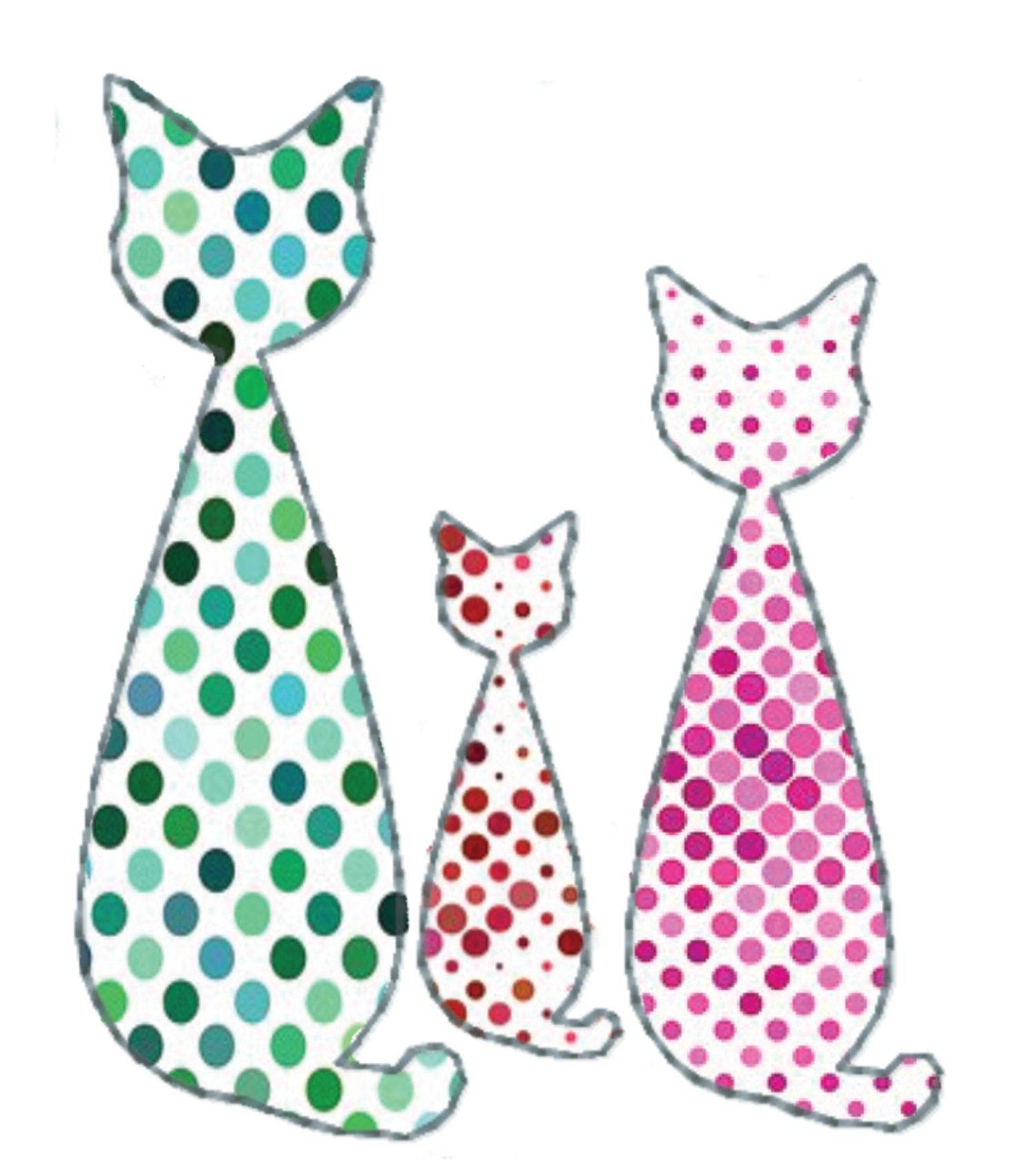 Stickdatei Katzen in vier Varianten, 10 cm x 10 cm, Redwork, Vollstick, Applikation - Sewando