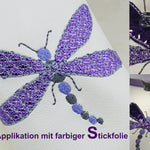 Stick Applikation Libelle für farbige Stickfolie, zwei Größen - Sewando